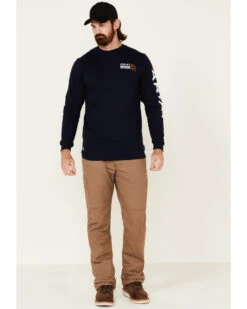 Cheap Cowboy Form Store 22 Ariat Men's FR Logo Crew Neck Long Sleeve Shirt