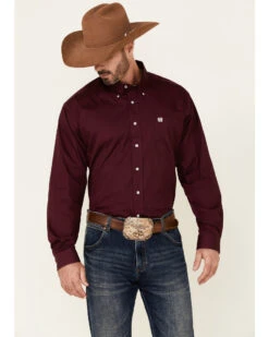 Cinch C‌inch Men's Solid Burgundy Button Long Sleeve Western Shirt -Cheap Cowboy Form Store 0926V9 74 P1