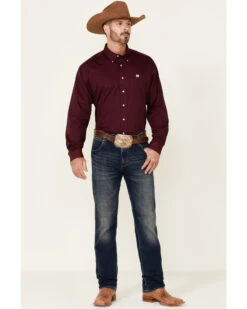 Cinch C‌inch Men's Solid Burgundy Button Long Sleeve Western Shirt -Cheap Cowboy Form Store 0926V9 74 P2
