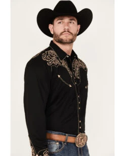 Scully Men's Embroidered Scroll Long Sleeve Snap Western Shirt -Cheap Cowboy Form Store 0927J8 89 P2