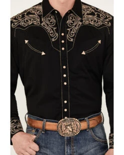 Scully Men's Embroidered Scroll Long Sleeve Snap Western Shirt