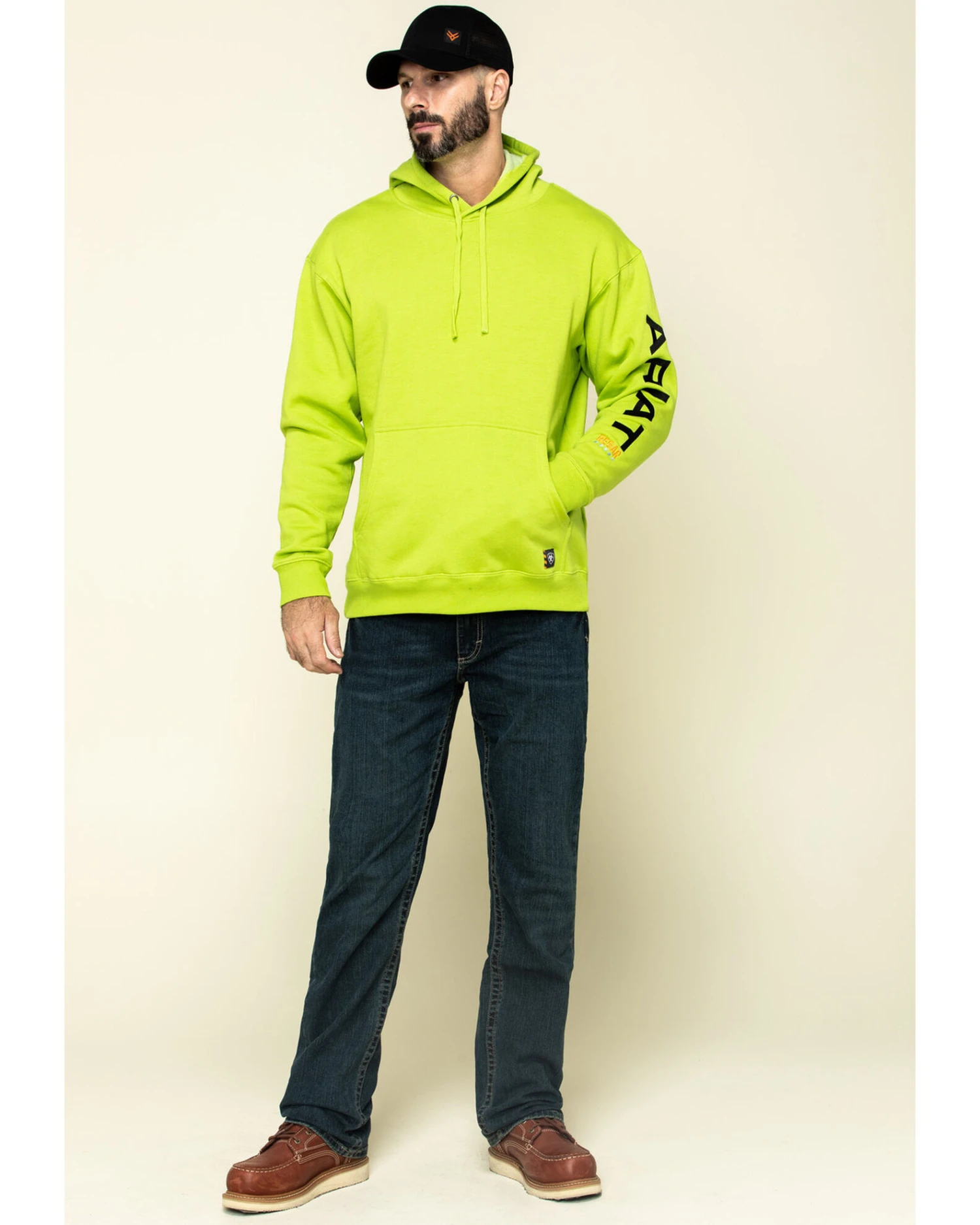 Ariat Men's Lime Heather Rebar Graphic Hooded Work Sweatshirt 4 Ariat Men's Lime Heather Rebar Graphic Hooded Work Sweatshirt - Image 2