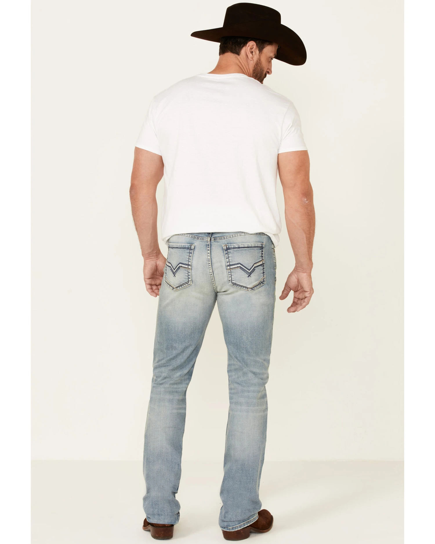 Moonshine Spirit Men's Wild West Light Wash Stretch Stackable Straight Jeans 6 Moonshine Spirit Men's Wild West Light Wash Stretch Stackable Straight Jeans - Image 4