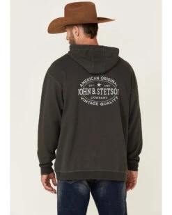 Stetson Men's Gray Vintage Logo Back Graphic Hooded Sweatshirt -Cheap Cowboy Form Store 2000354142 020 P4