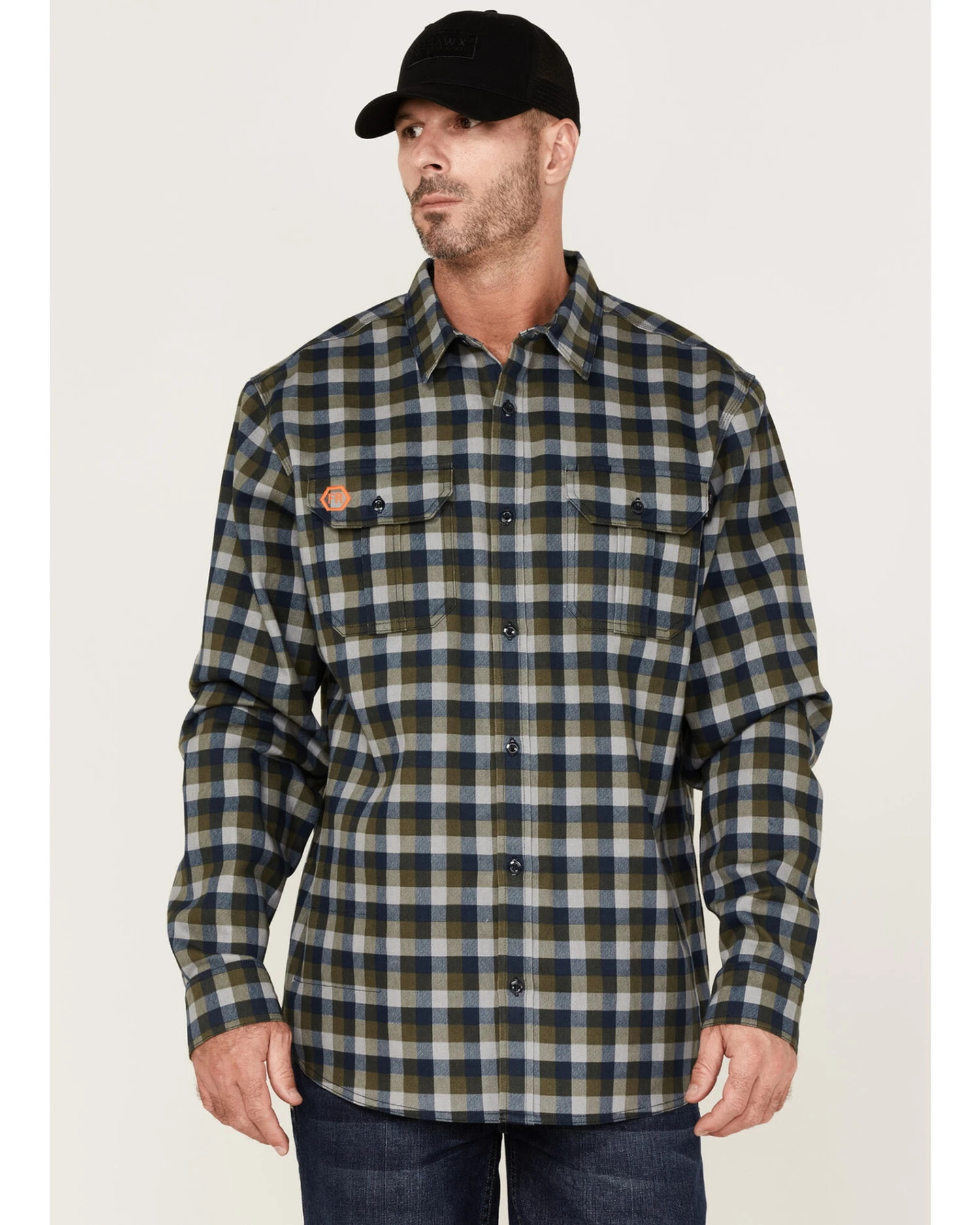 Hawx Men's FR Buffalo Plaid Print Long Sleeve Button-Down Work Shirt 3 Hawx Men's FR Buffalo Plaid Print Long Sleeve Button-Down Work Shirt
