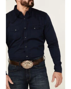 Blue Ranchwear Men's Heavy Twill Long Sleeve Snap Western Shirt