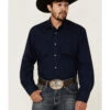 Roper Men's Solid Embroidered Yoke Long Sleeve Pearl Snap Western Shirt