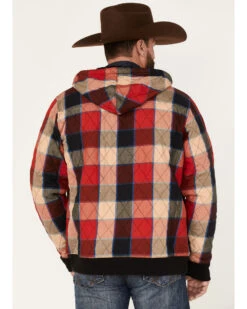 Wrangler Men's Zip Front Quilted Flannel Hooded Jacket