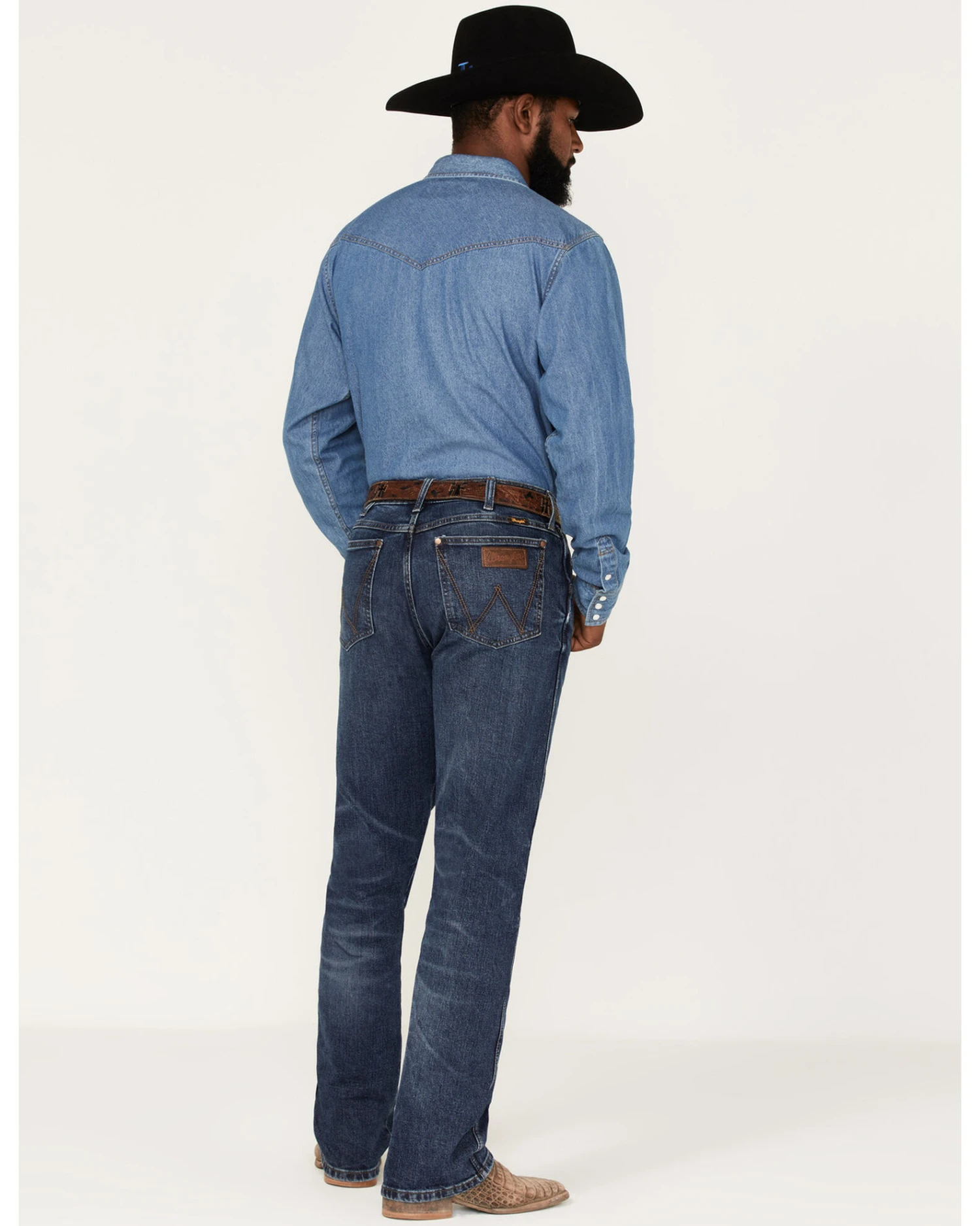 Wrangler Retro Green Men's Antique Dark Wash Stretch Slim Bootcut Jeans 3 Wrangler Retro Green Men's Antique Dark Wash Stretch Slim Bootcut Jeans