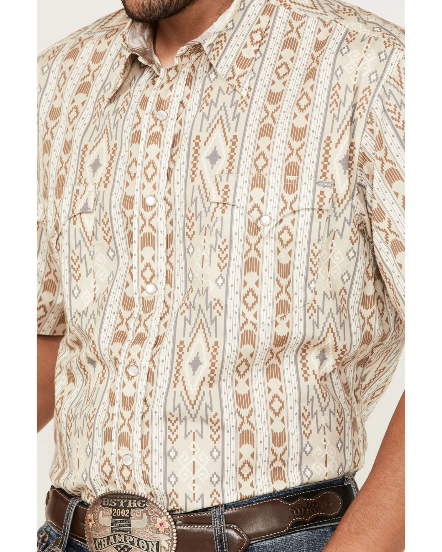 Tin Haul Men's Wallpaper Southwestern Print Short Sleeve Pearl Snap Western Shirt 4 Tin Haul Men's Wallpaper Southwestern Print Short Sleeve Pearl Snap Western Shirt - Image 2
