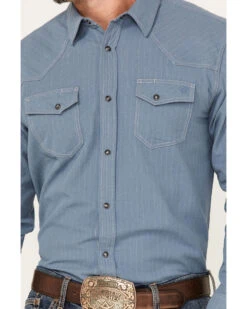 Blue Ranchwear Men's Ticking Stripe Snap Western Workshirt -Cheap Cowboy Form Store 2000374161 400 P3