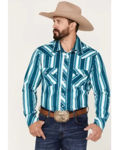 Rock & Roll Denim Men's Dale Brisby Stripe Stretch Long Sleeve Pearl Snap Shirt -Cheap Cowboy Form Store 2000376159 440 P1