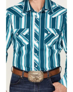 Rock & Roll Denim Men's Dale Brisby Stripe Stretch Long Sleeve Pearl Snap Shirt -Cheap Cowboy Form Store 2000376159 440 P3