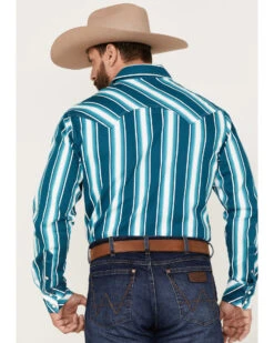 Cheap Cowboy Form Store 30 Rock & Roll Denim Men's Dale Brisby Stripe Stretch Long Sleeve Pearl Snap Shirt