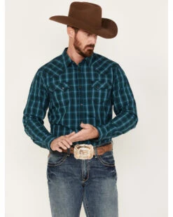 Moonshine Spirit Men's Bayou Plaid Print Long Sleeve Western Snap Shirt -Cheap Cowboy Form Store 2000380513 442 P1