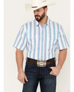 Panhandle Men's Serape Striped Short Sleeve Western Pearl Snap Shirt -Cheap Cowboy Form Store 2000385148 440 P1