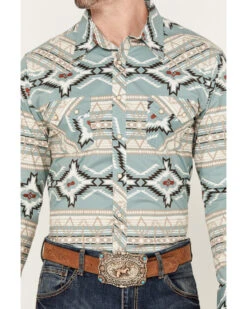 Rock & Roll Denim Men's Southwestern Long Sleeve Western Snap Shirt -Cheap Cowboy Form Store 2000385188 343 P3