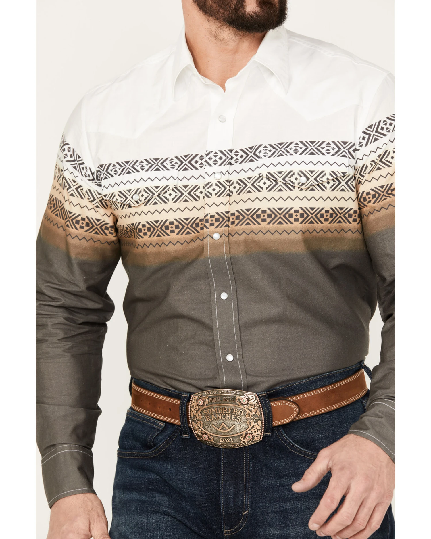 Roper Men's Vintage Border Long Sleeve Western Snap Shirt 3 Roper Men's Vintage Border Long Sleeve Western Snap Shirt