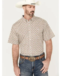 RANK 45 Men's Buckaloo Print Short Sleeve Button-Down Stretch Western Shirt -Cheap Cowboy Form Store 2000385989 900 P1