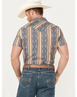 Rock & Roll Denim Men's Serape Striped Print Short Sleeve Stretch Pearl Snap Western Shirt 8 Rock & Roll Denim Men's Serape Striped Print Short Sleeve Stretch Pearl Snap Western Shirt -Cheap Cowboy Form Store 2000387738 020 P4