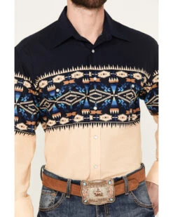 Panhandle Men's Southwestern Print Long Sleeve Western Snap Shirt -Cheap Cowboy Form Store 2000387744 410 P3